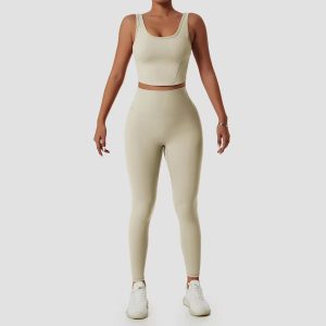 Eco friendly Custom Logo Ladies Gym Fitness Apparel Women Active Wear Yoga Pants Sports Bra Yoga Set