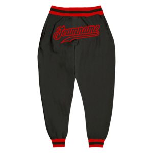 Custom Black Red-White Sports Pants