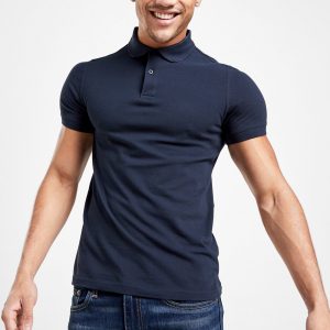 Custom Men Polyester Spandex Golf Slim Fit Performance Jersey Stripe Polo Shirt